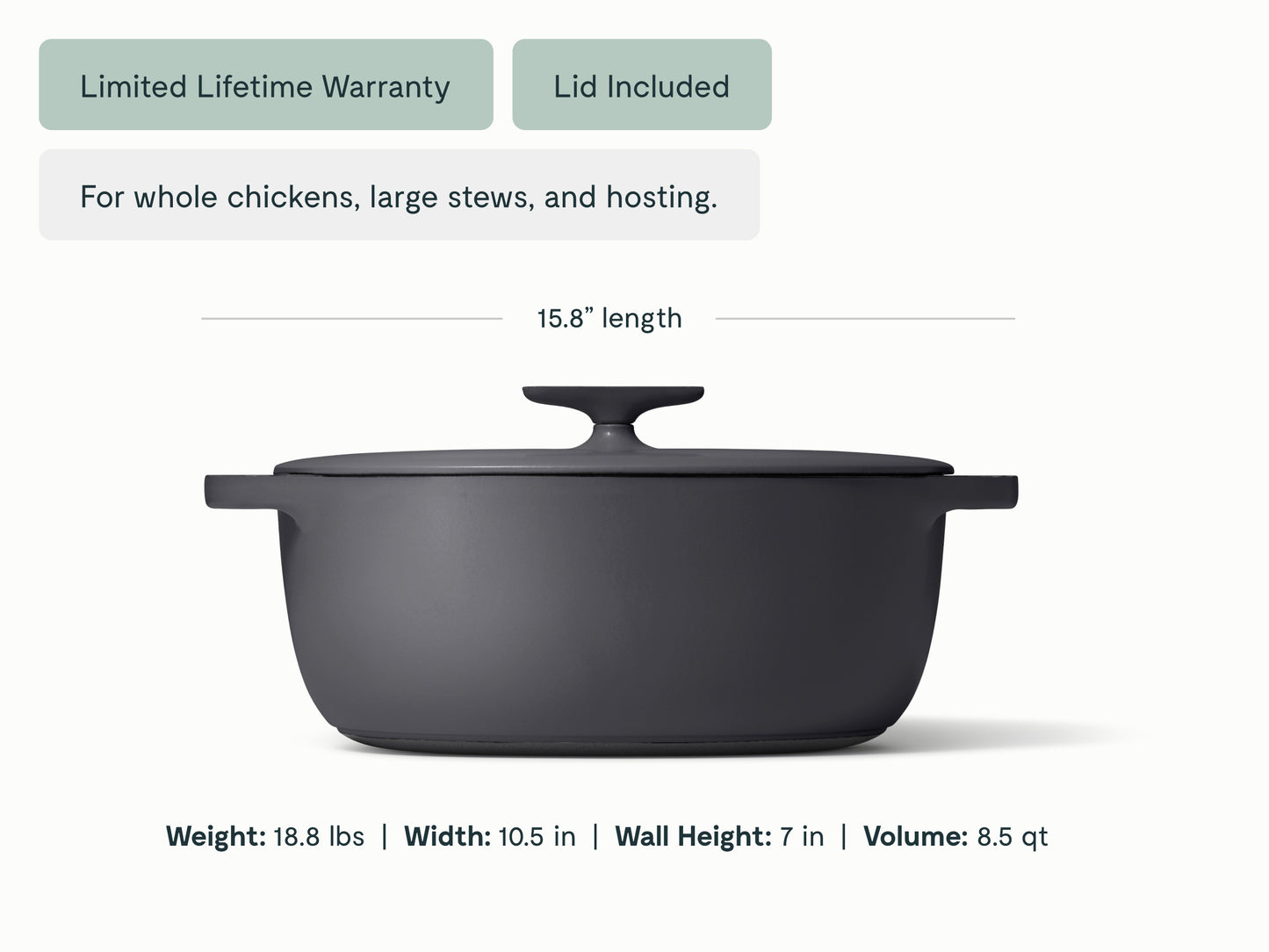 Cast Iron Oval Dutch Oven with Lid