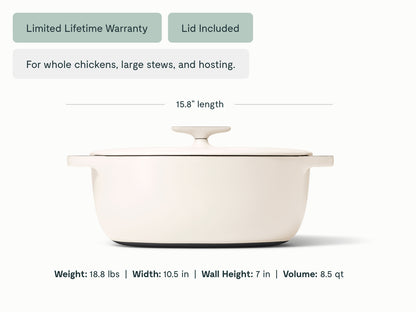 Cast Iron Oval Dutch Oven with Lid