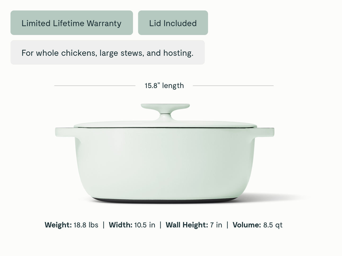 Cast Iron Oval Dutch Oven with Lid