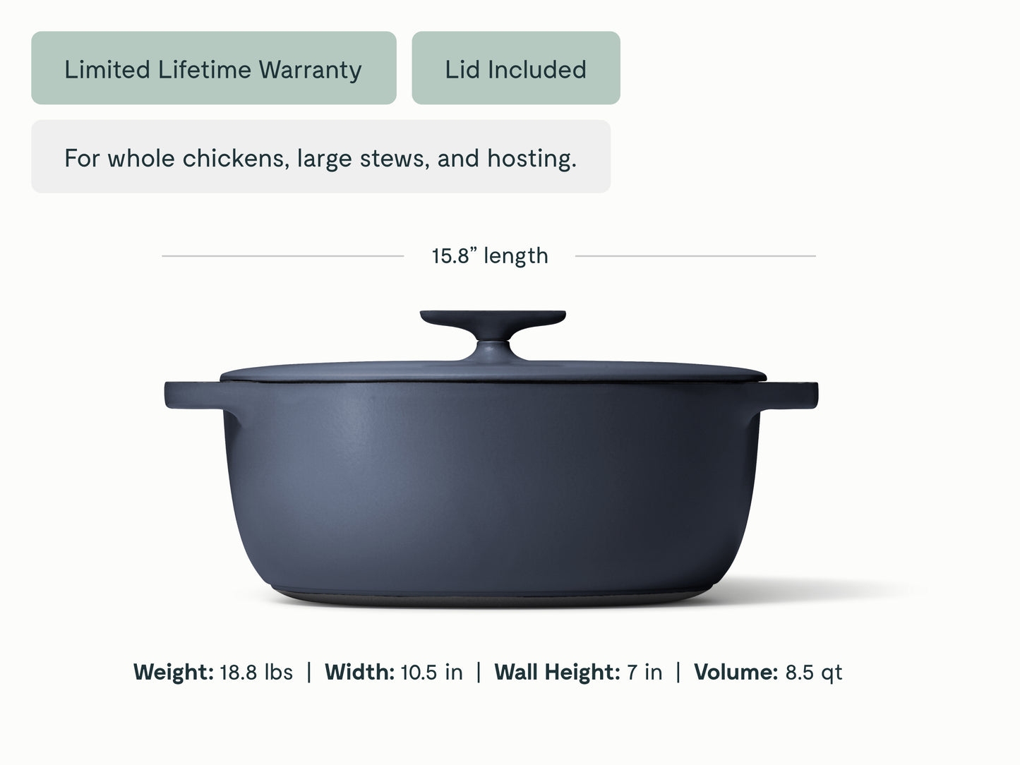 Cast Iron Oval Dutch Oven with Lid