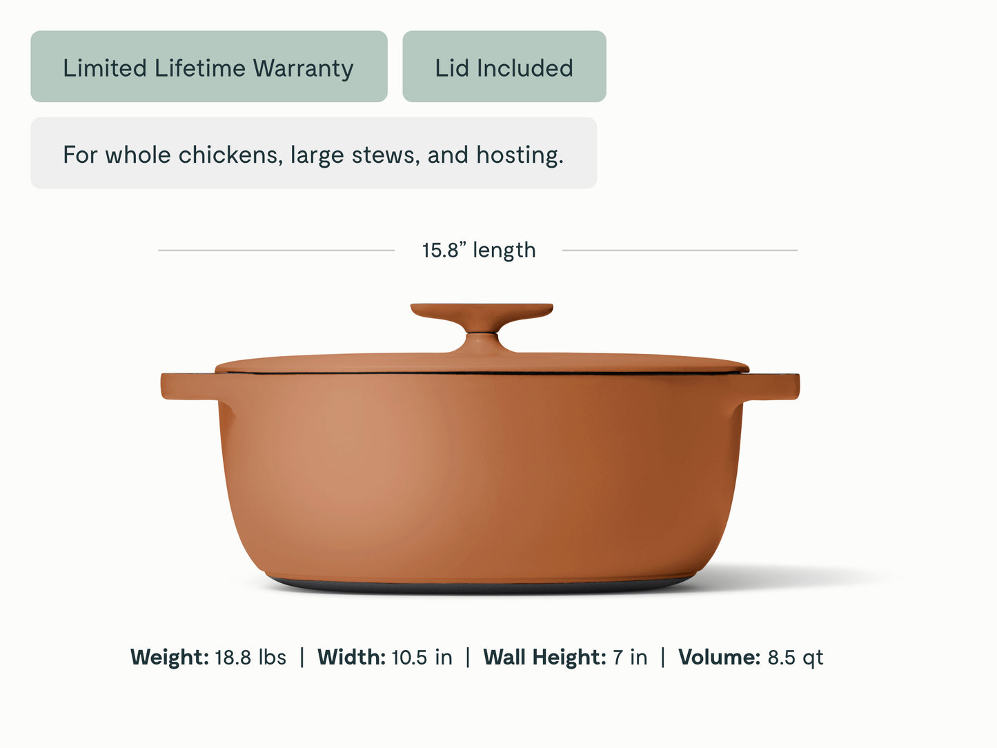 Cast Iron Oval Dutch Oven with Lid