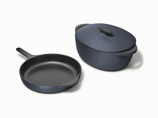 Large Enameled Cast Iron Duo